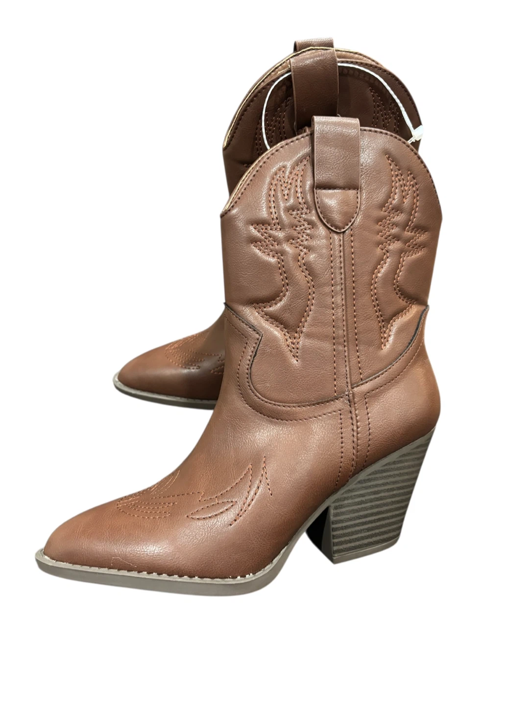 Forever 21 Women's Brown Faux Leather Cowboy Boots Size 7.5 - photo 3