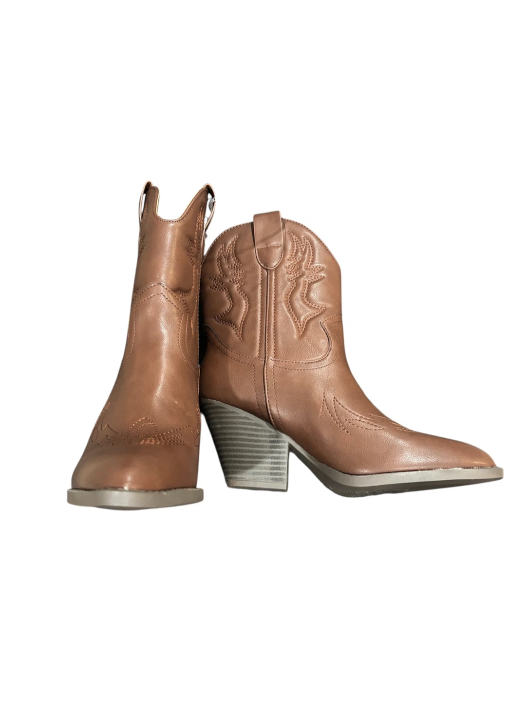 Forever 21 Women's Brown Faux Leather Cowboy Boots Size 7.5 - photo 2
