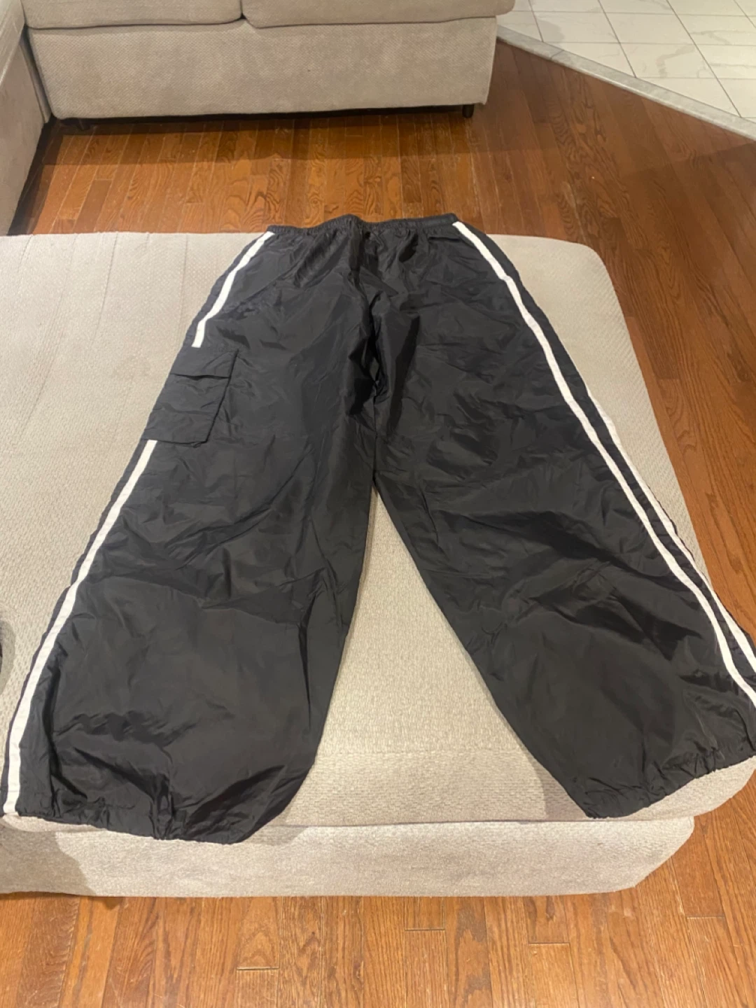 Black Track Pants with White Stripes