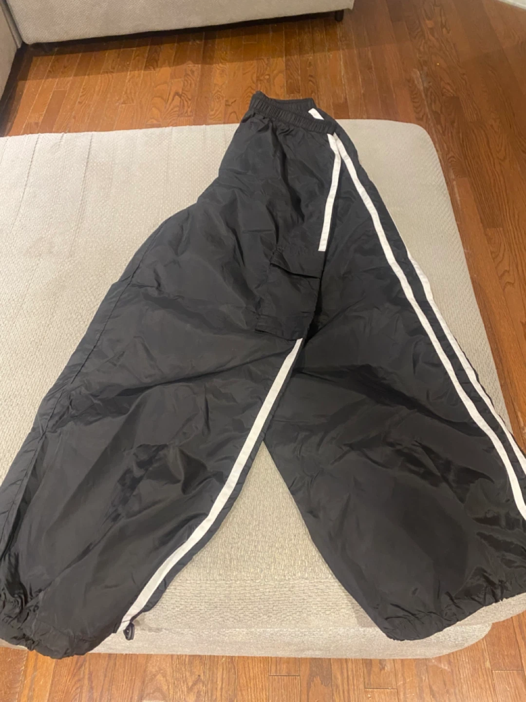 Black Track Pants with White Stripes - photo 2