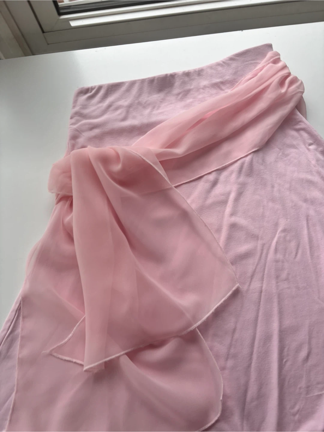 Kenzie Pink Draped Chiffon Mini Skirt - Size M - photo 3