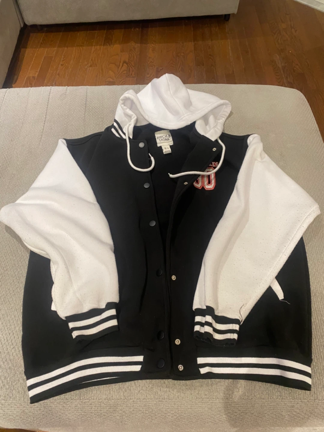 Birch & Stone Black & White Letterman Jacket