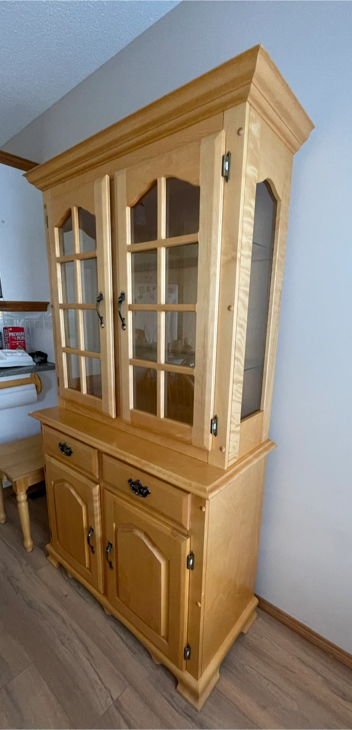 Light Wood China Cabinet with Glass Doors - photo 5