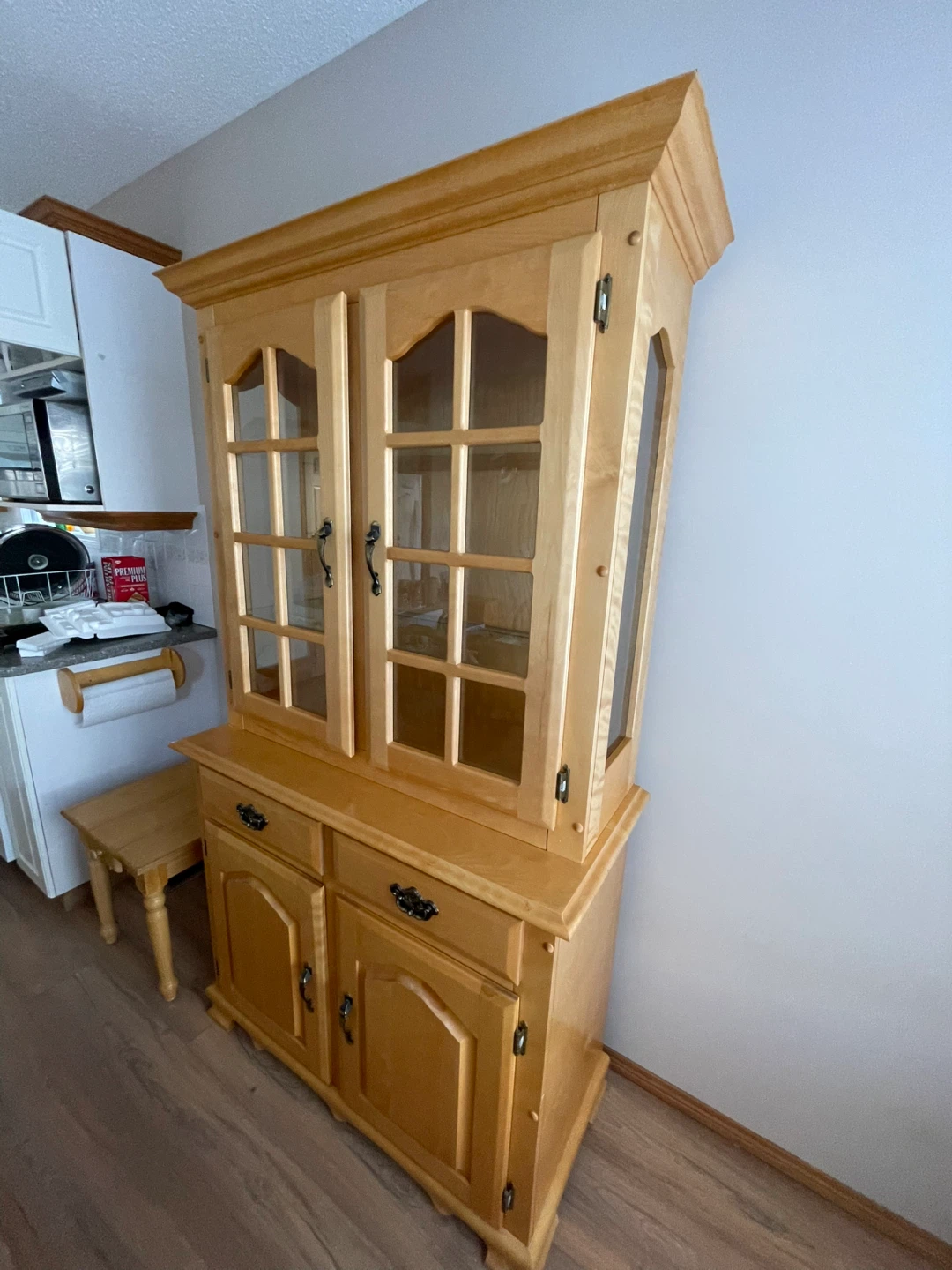 Light Wood China Cabinet with Glass Doors - photo 3