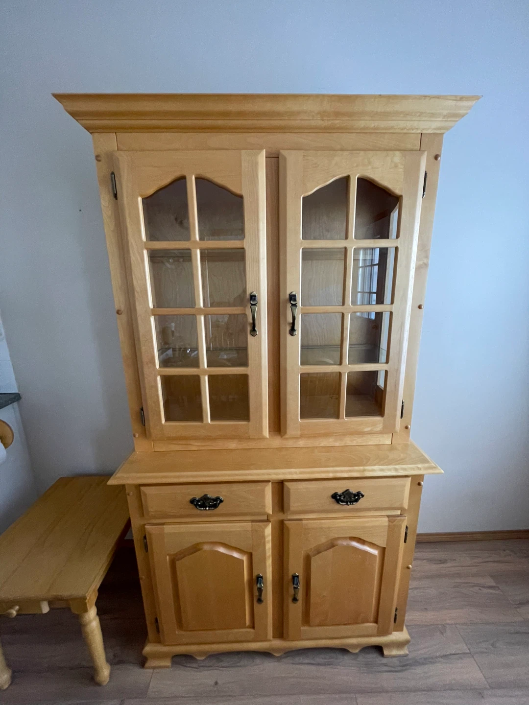 Light Wood China Cabinet with Glass Doors - photo 2