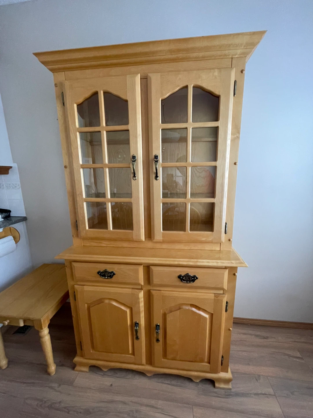 Light Wood China Cabinet with Glass Doors - photo 4