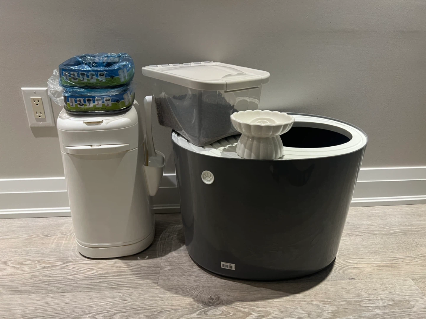 Cat Litter Box/ Dispenser/ rised feeder/ food container