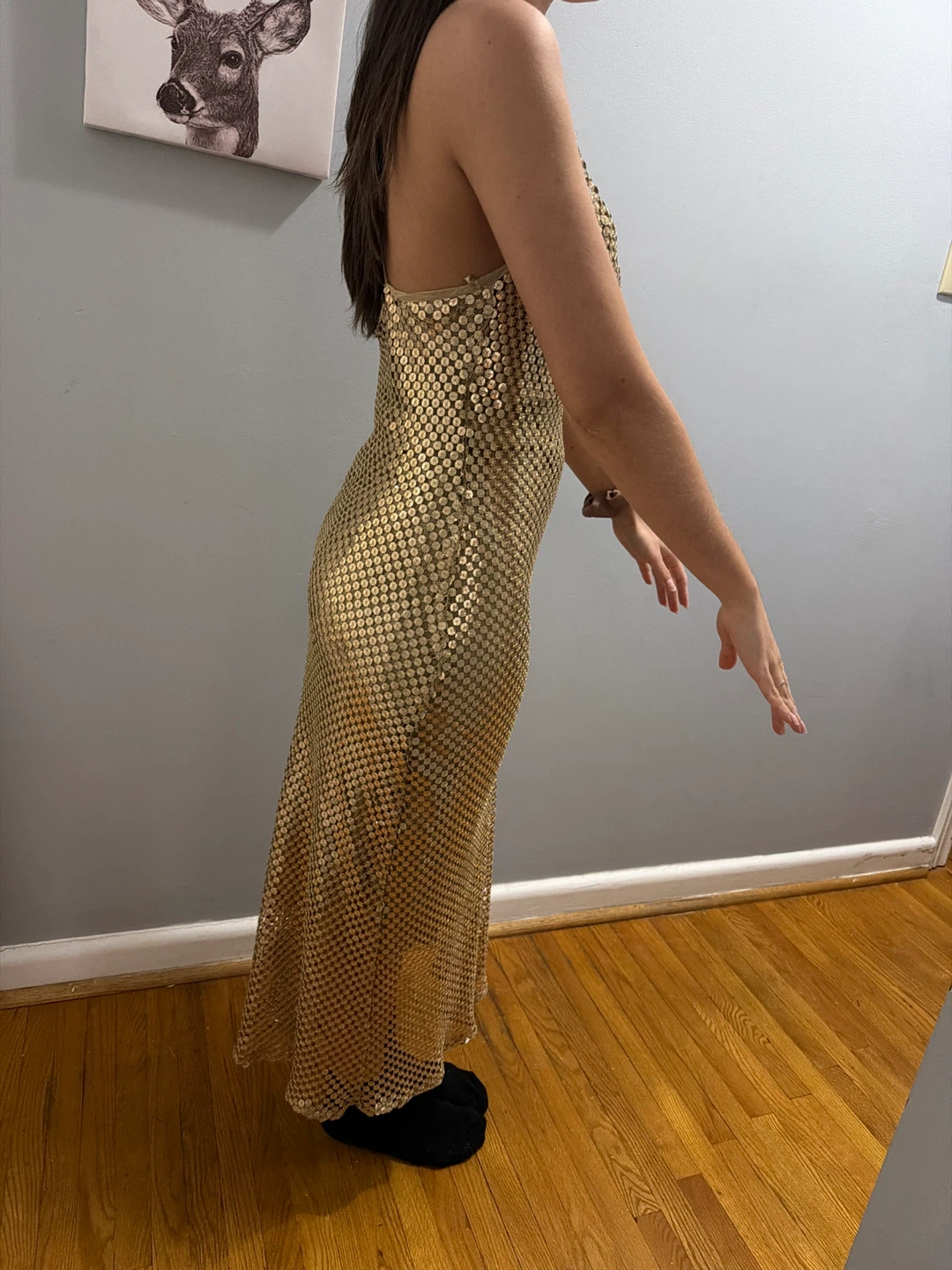 Gold Sequin Chainmail Maxi Dress - photo 2