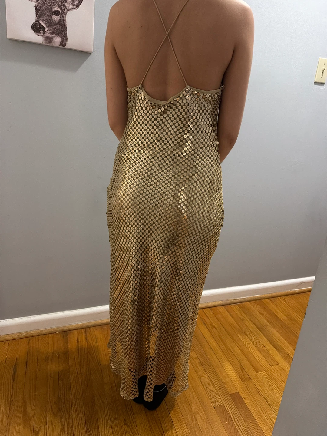 Gold Sequin Chainmail Maxi Dress - photo 3
