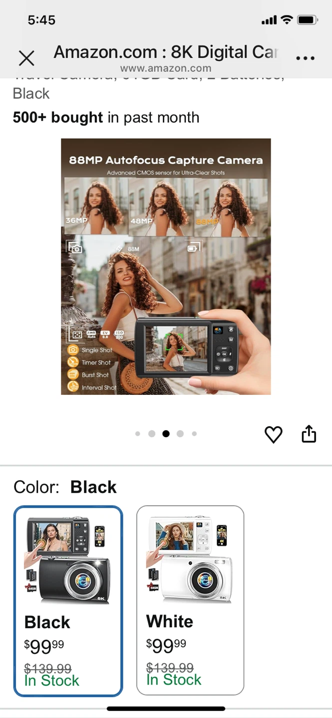 8K Digital Camera with 16X Zoom ,88MP,and WiFi - Black - photo 2