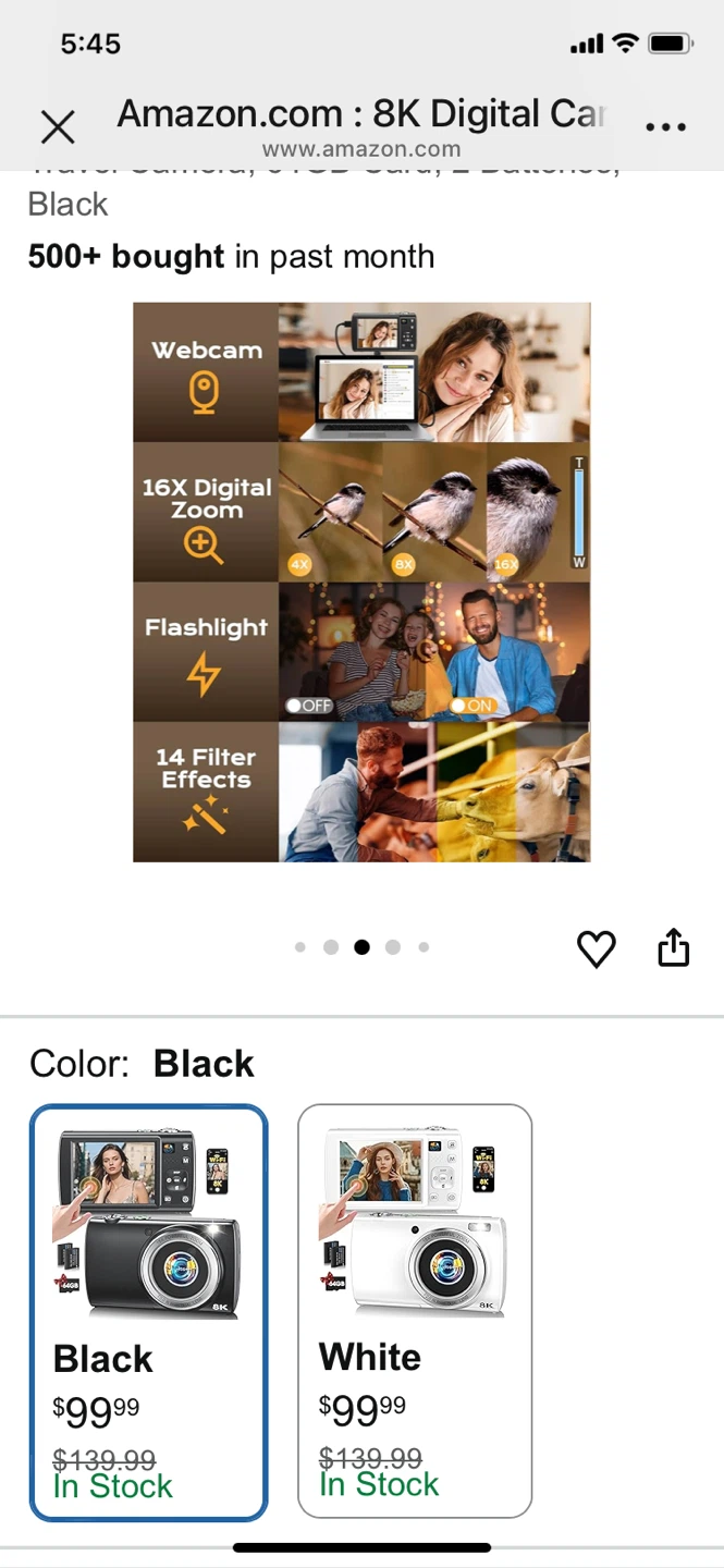 8K Digital Camera with 16X Zoom ,88MP,and WiFi - Black - photo 5