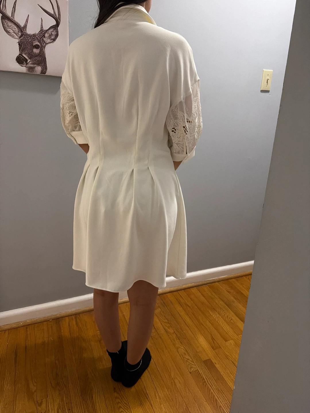 White Lace Sleeve Shirt Dress - photo 3