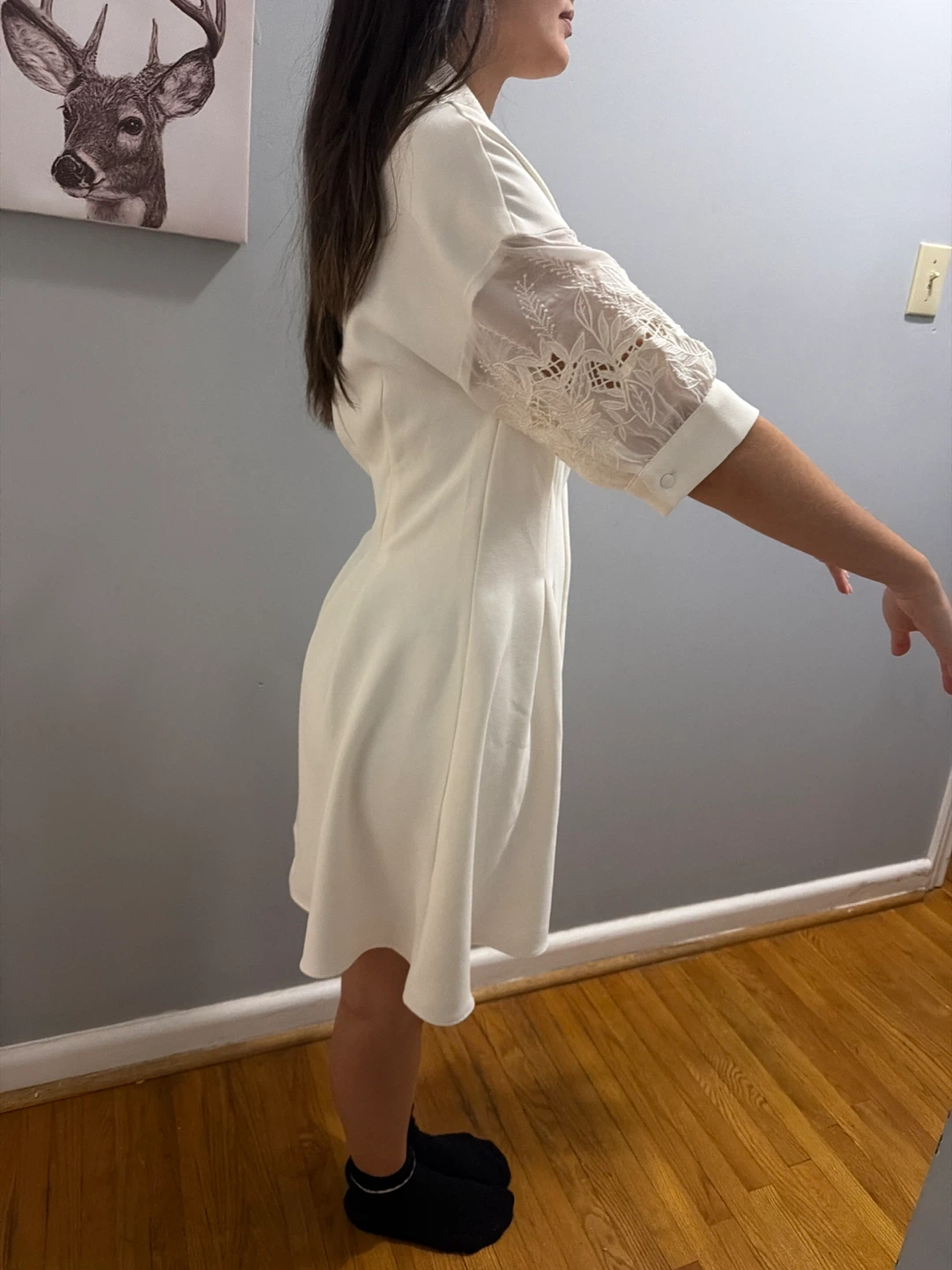 White Lace Sleeve Shirt Dress - photo 2