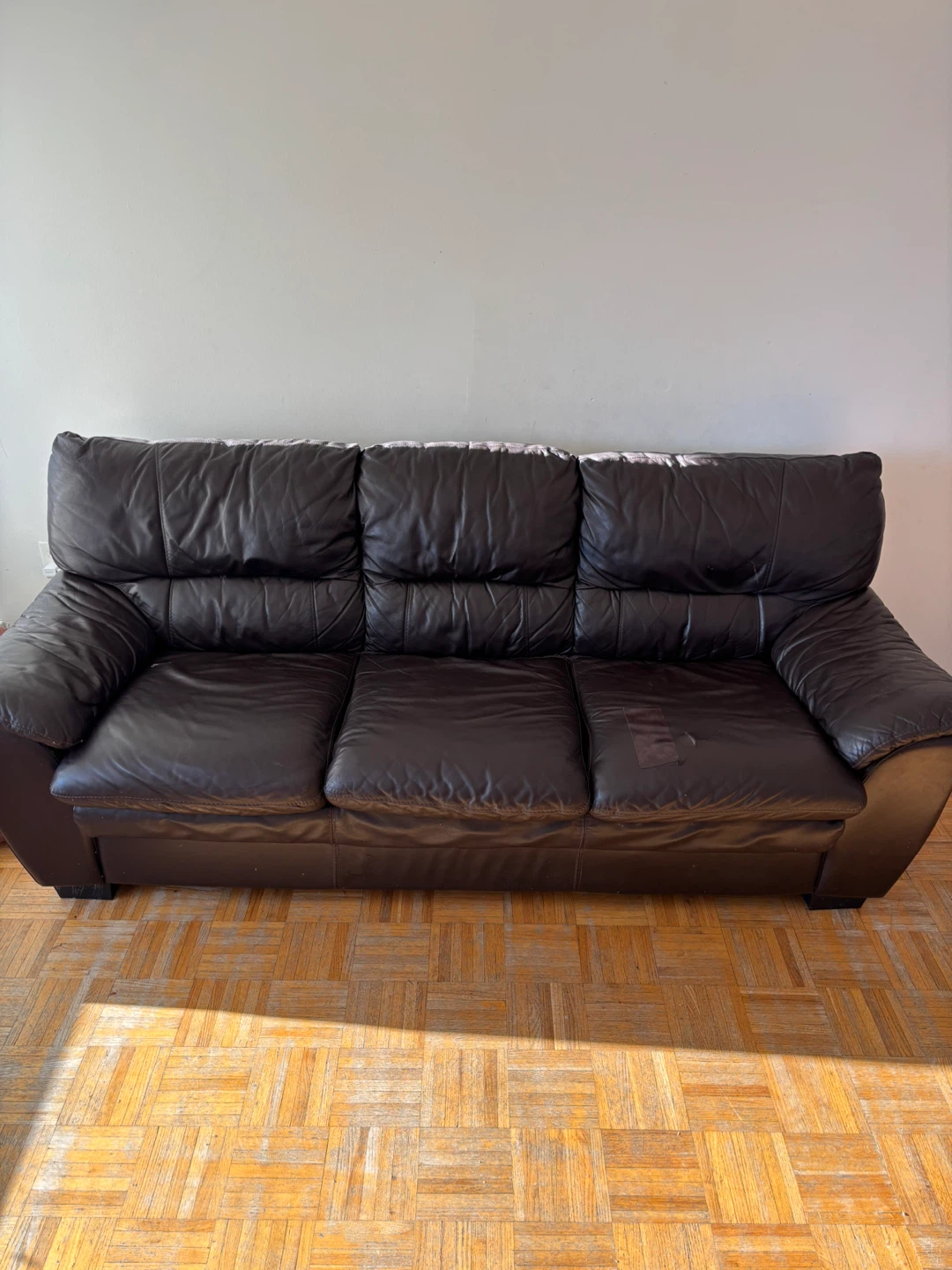 Dark Brown Leather 3-Seater Sofa