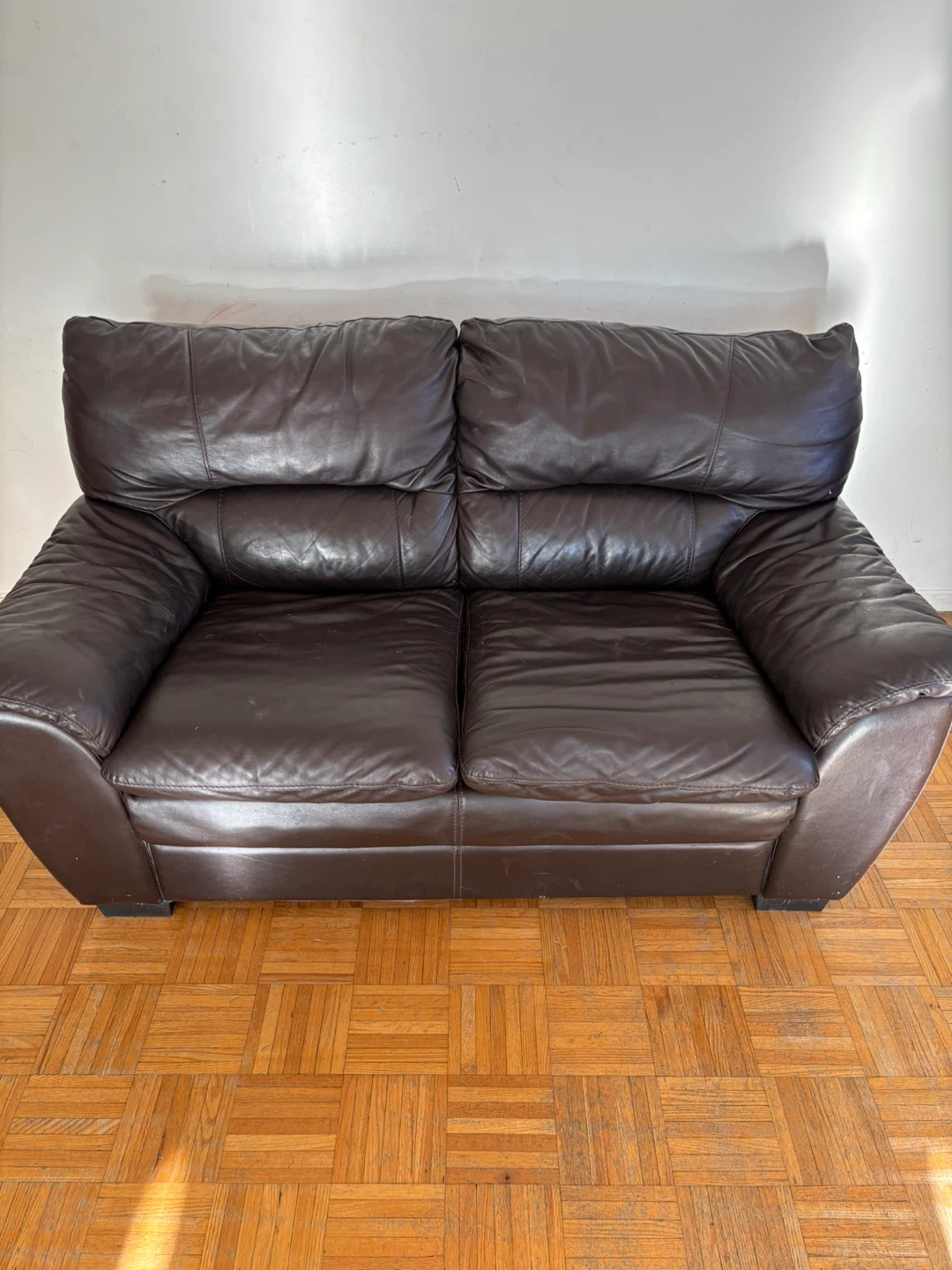 Dark Brown Leather Loveseat Sofa