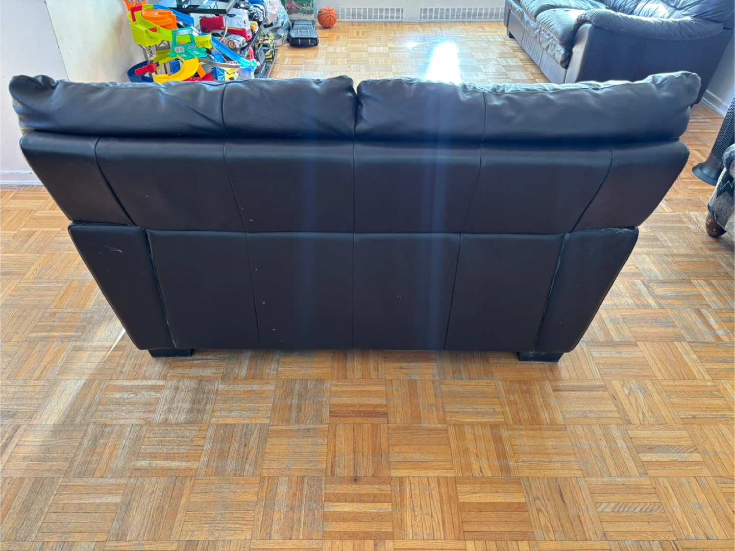Dark Brown Leather Loveseat Sofa - photo 2