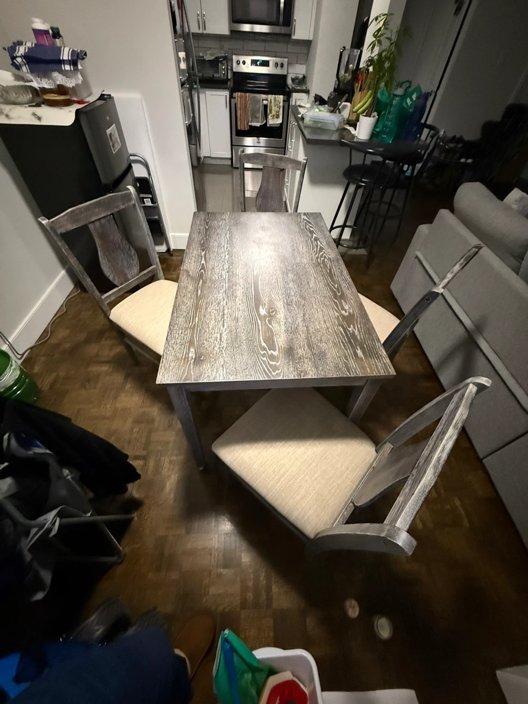 Distressed Wood Dining Table and 4 Chairs Set - photo 5