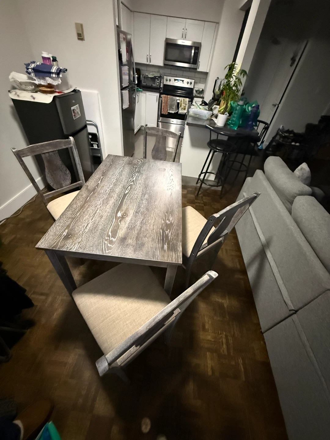 Distressed Wood Dining Table and 4 Chairs Set - photo 2