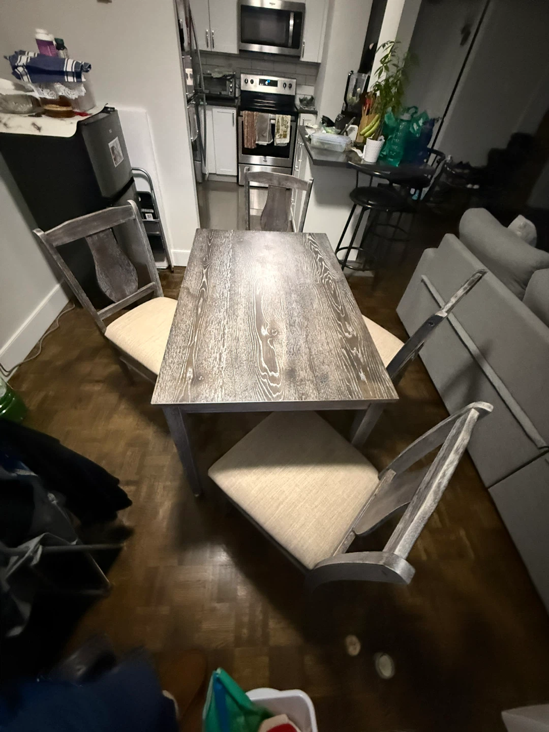 Distressed Wood Dining Table and 4 Chairs Set - photo 4