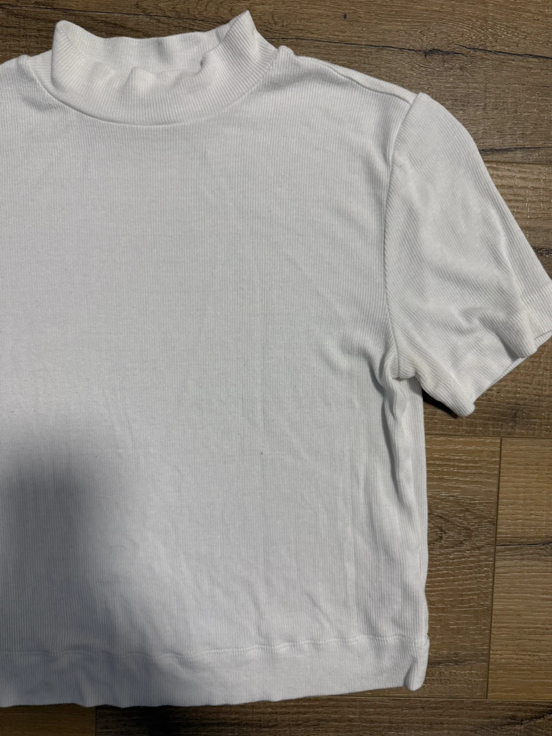 Babaton White Mock Neck Ribbed Cropped Top Size S - photo 2