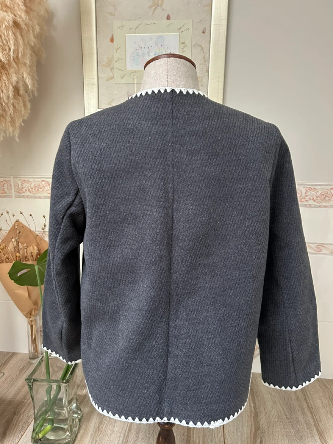 Dark Grey Jacket with White Trim - photo 3