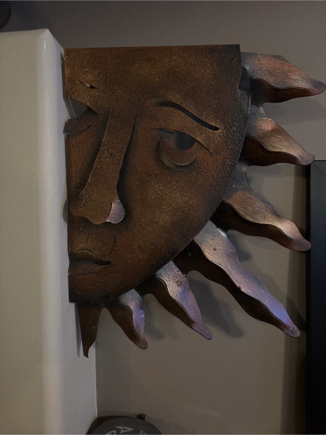 Metal Sun Face Wall Art