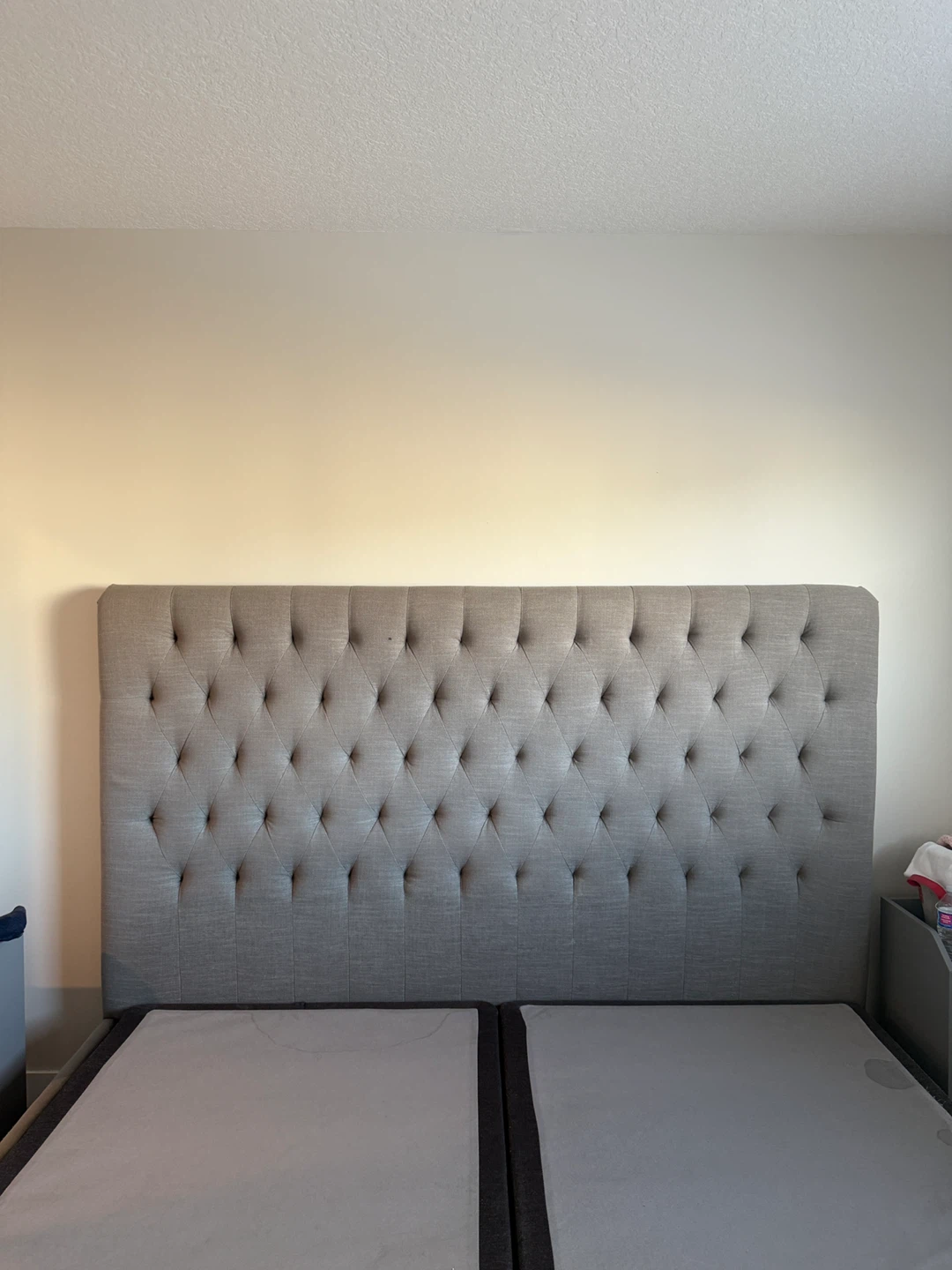 Tufted Upholstered Headboard with Bed Frame - Gray