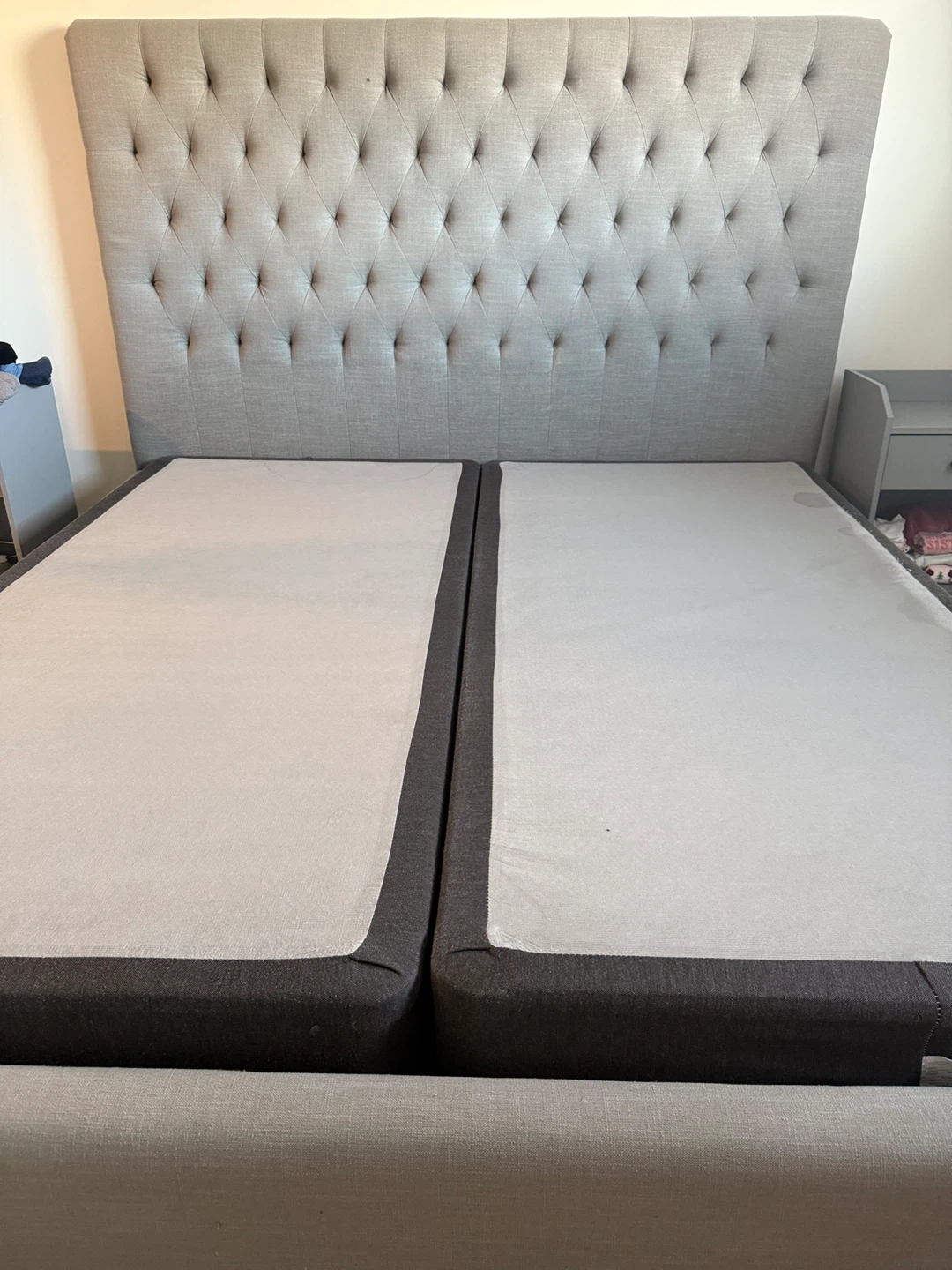 Tufted Upholstered Headboard with Bed Frame - Gray - photo 2