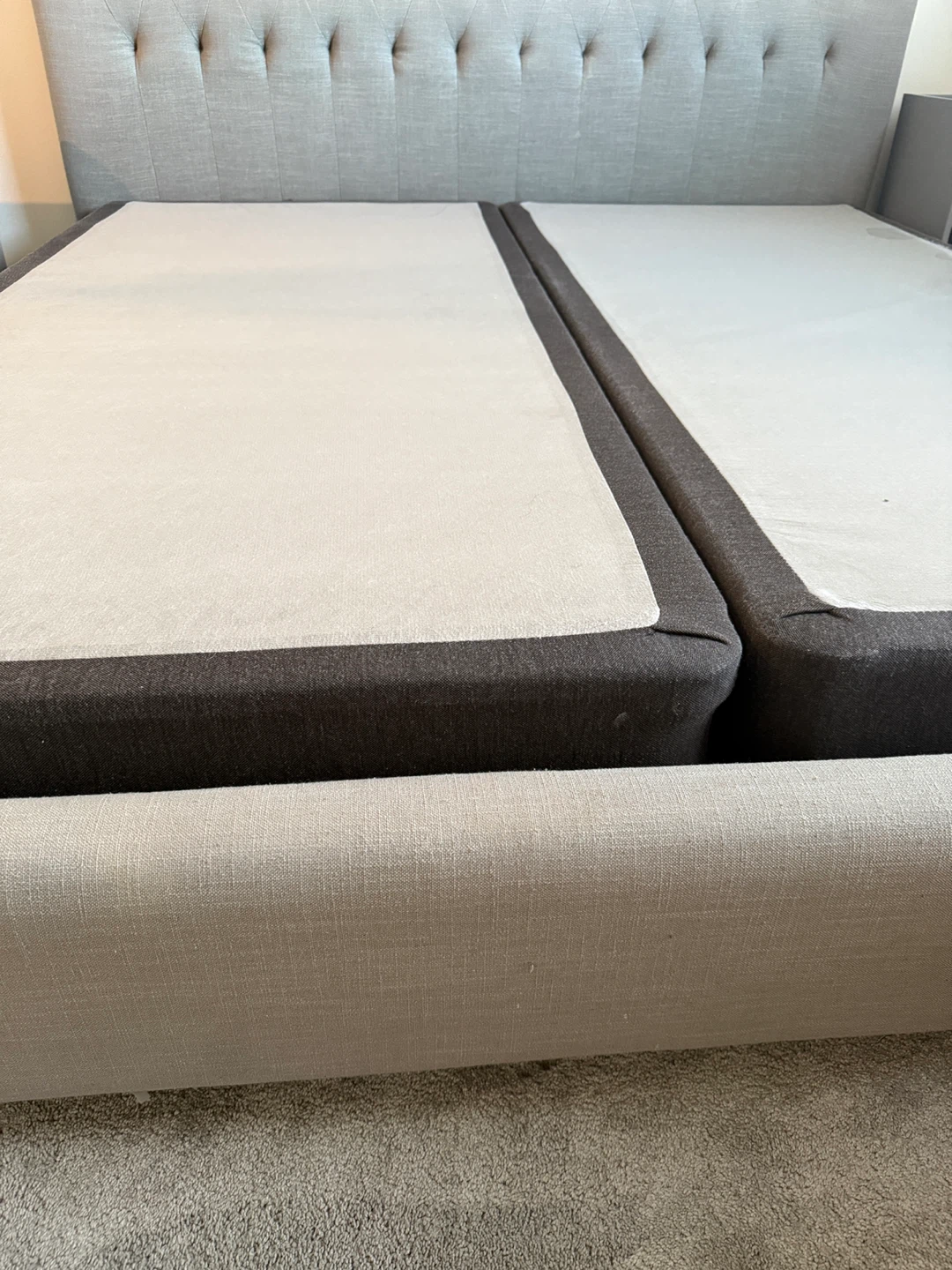 Tufted Upholstered Headboard with Bed Frame - Gray - photo 3