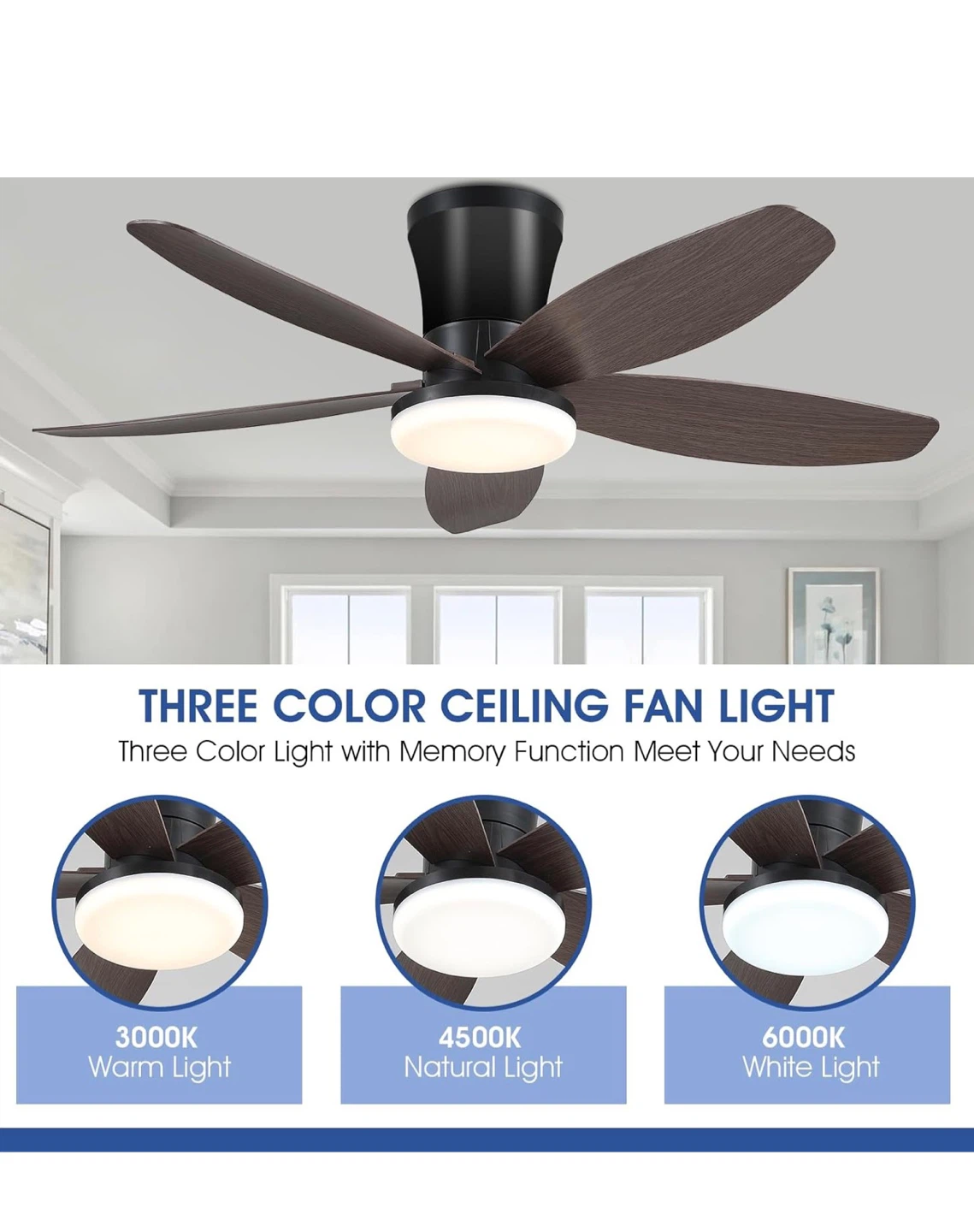36in Low Profile Ceiling Fan with Light CFL36 - photo 5
