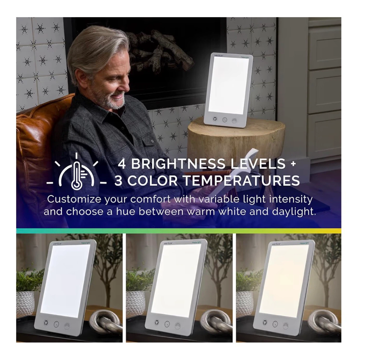 HappyLight Luxe UV-Free LED Therapy Lamp - White HL10 - photo 3