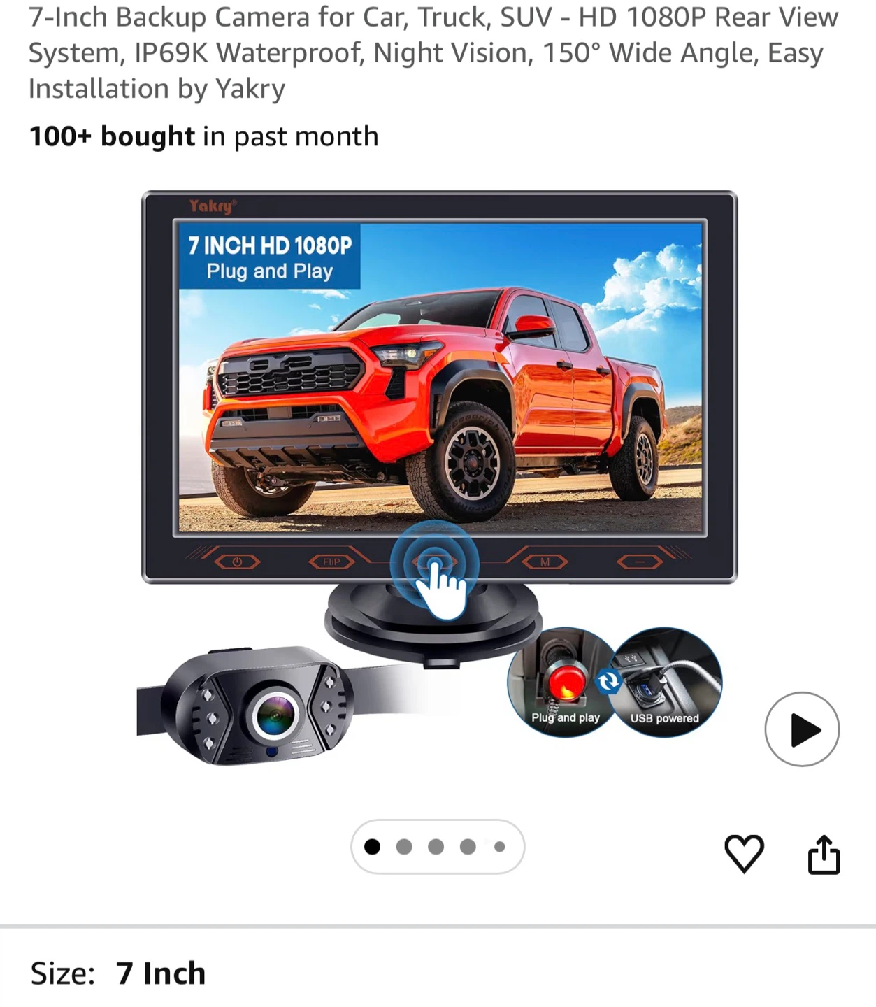 7-inch HD 1080P Backup Camera Monitor System 7BC