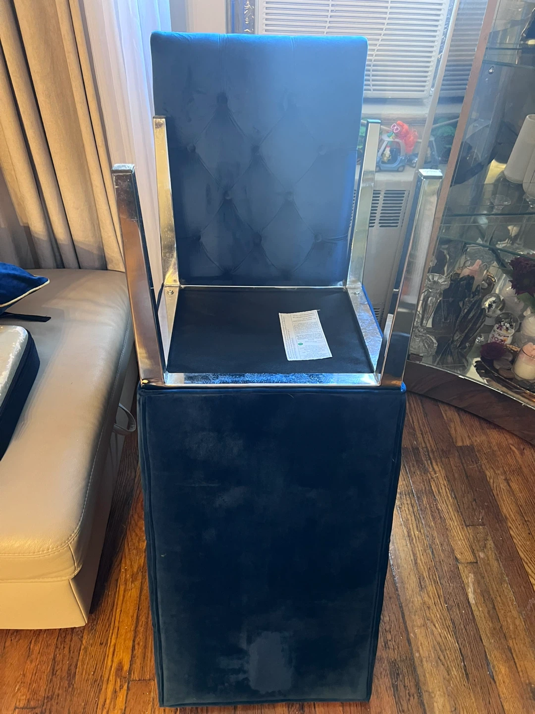 Dark Blue Velvet Tufted Dining Chair - photo 5