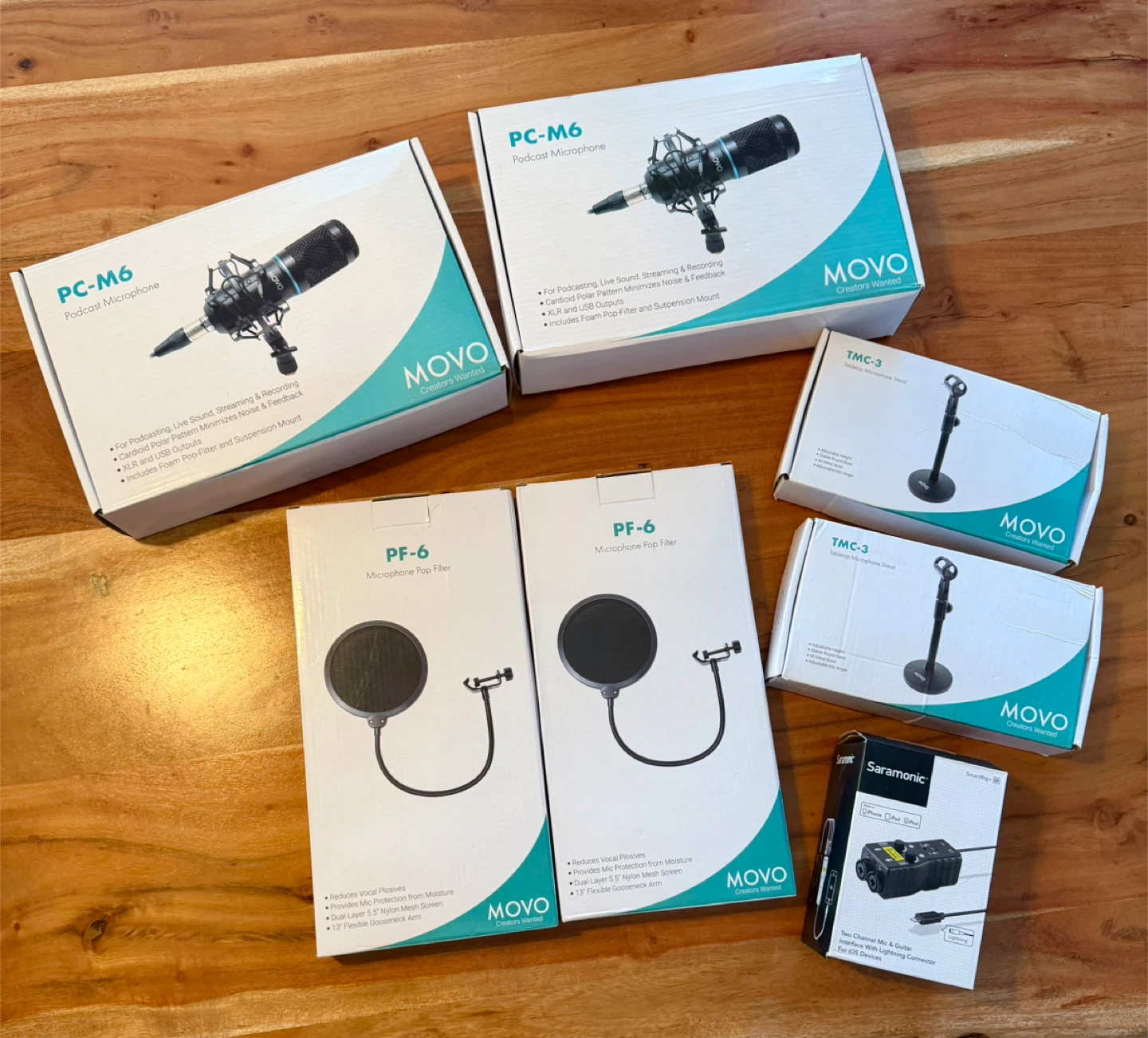 Movo PC-M6, Movo PF-6, Movo TMC-3 and Saramonic Interface