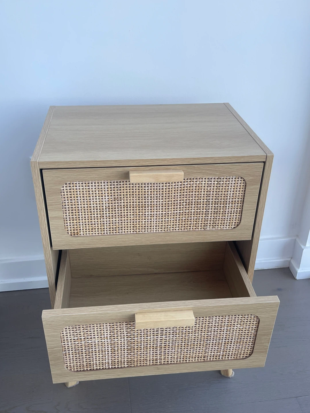 Bedside table (rattan, wood) - photo 2