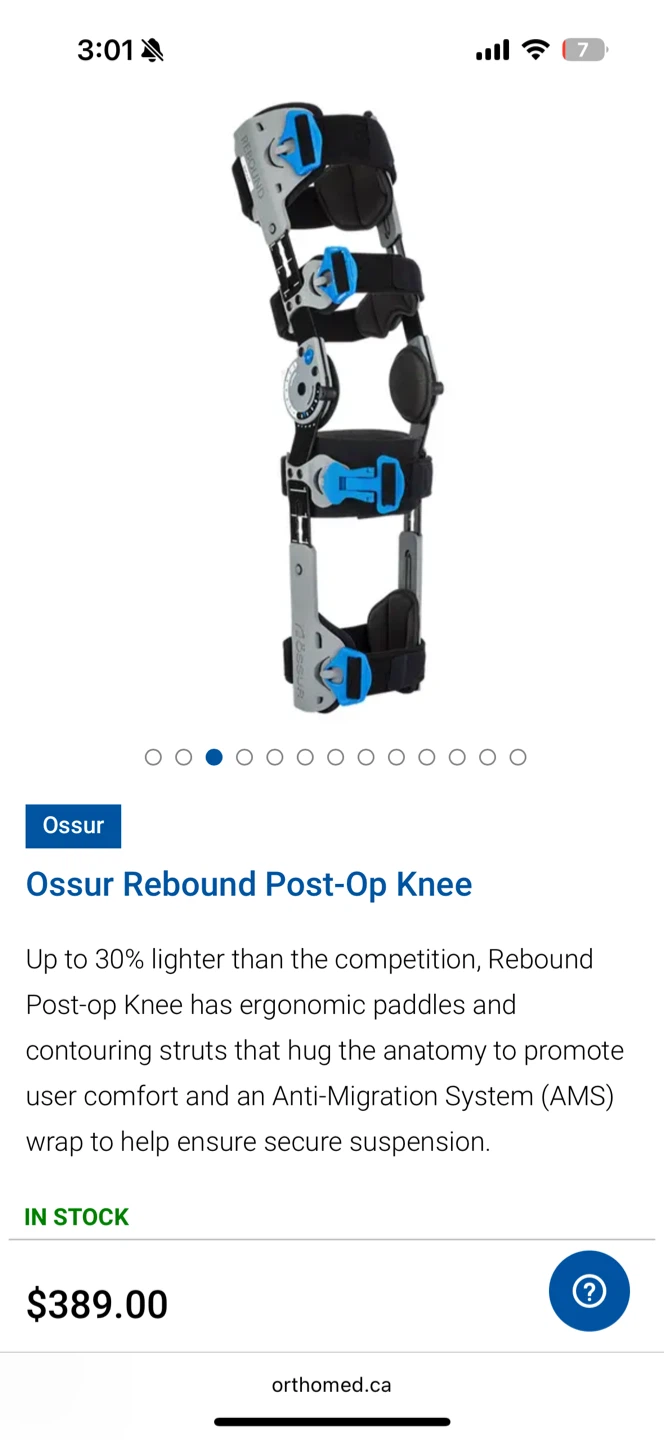 Ossur Rebound Post-Op Knee Brace (Right Knee) - photo 4