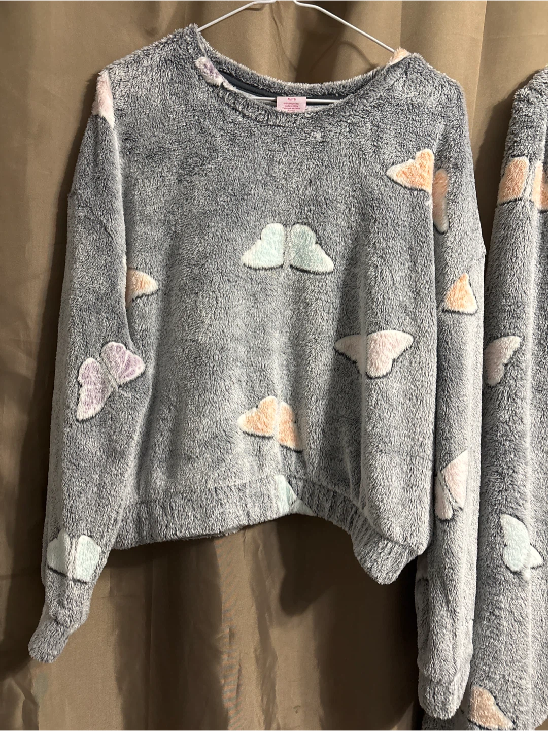 NO BOUNDARIES Grey Butterfly Cloud Pajama Set XL/TG - photo 2