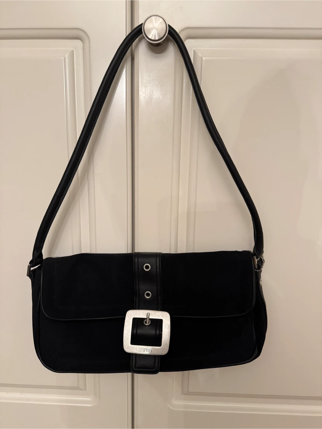 Black Esprit Shoulder Bag with Silver Buckle