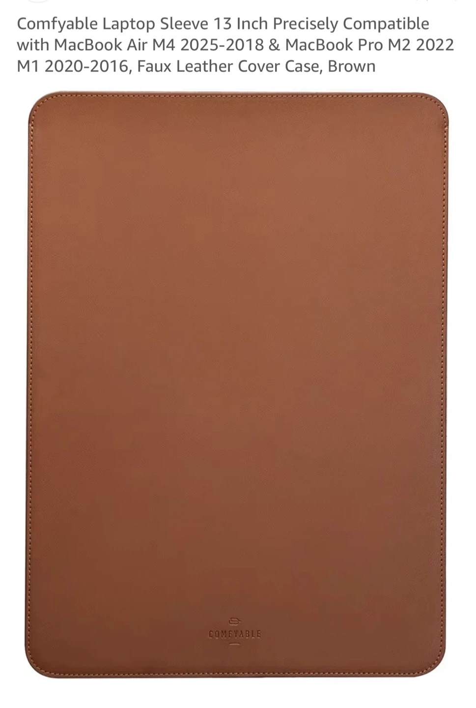 Comfyable 13 Inch Laptop Sleeve - Brown Faux Leather - photo 3
