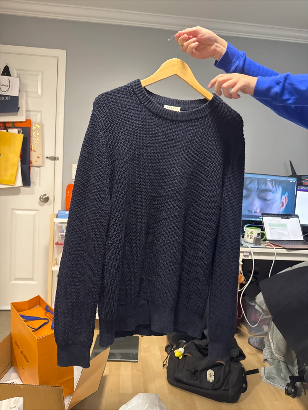 Sandro Navy Knit Sweater
