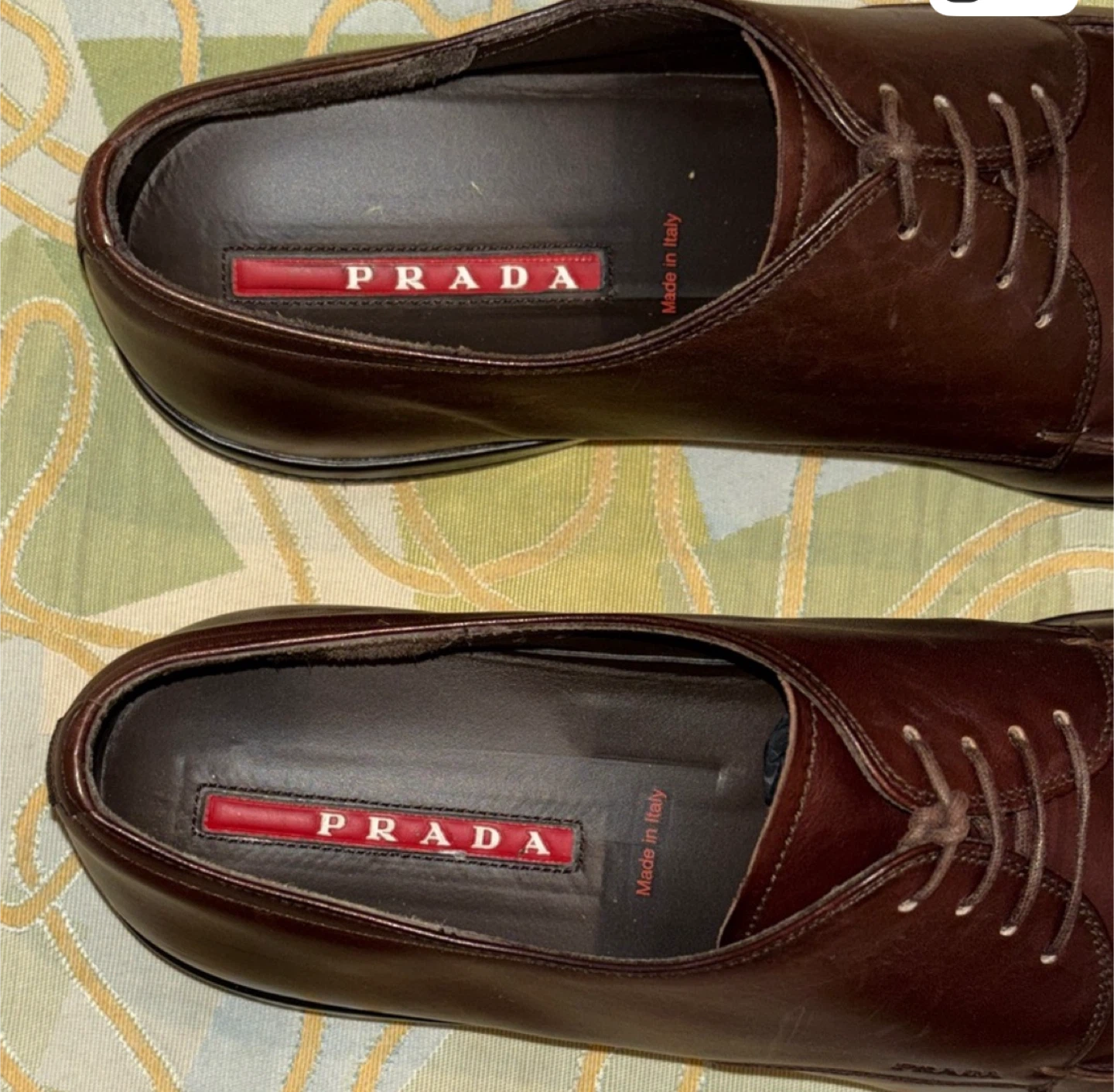 Authentic! Prada Men's Brown Leather Dress Shoes - photo 2