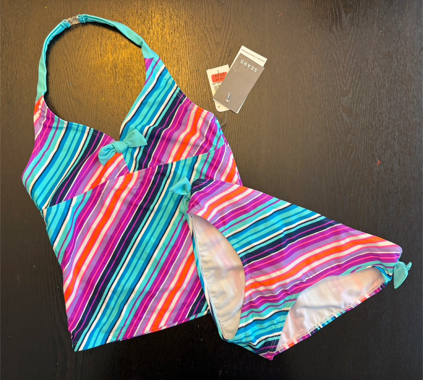 Brand New Girls Striped Tankini Swimsuit size 14/16