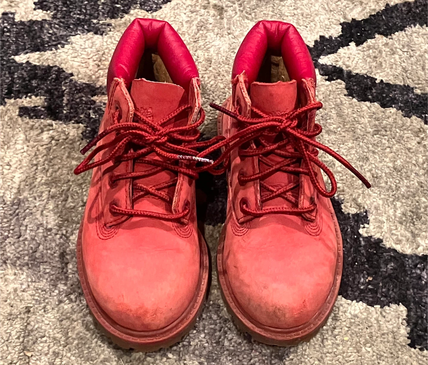 Timberland Kids Red Suede Lace-Up Boots