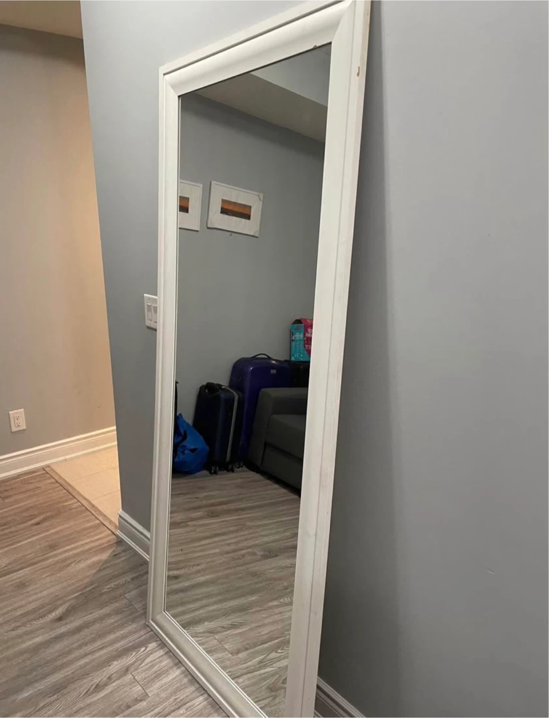 White Framed Full Length Mirror - photo 2