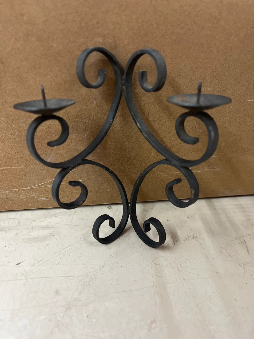 Pair of Black Metal Scroll Sconces - photo 2
