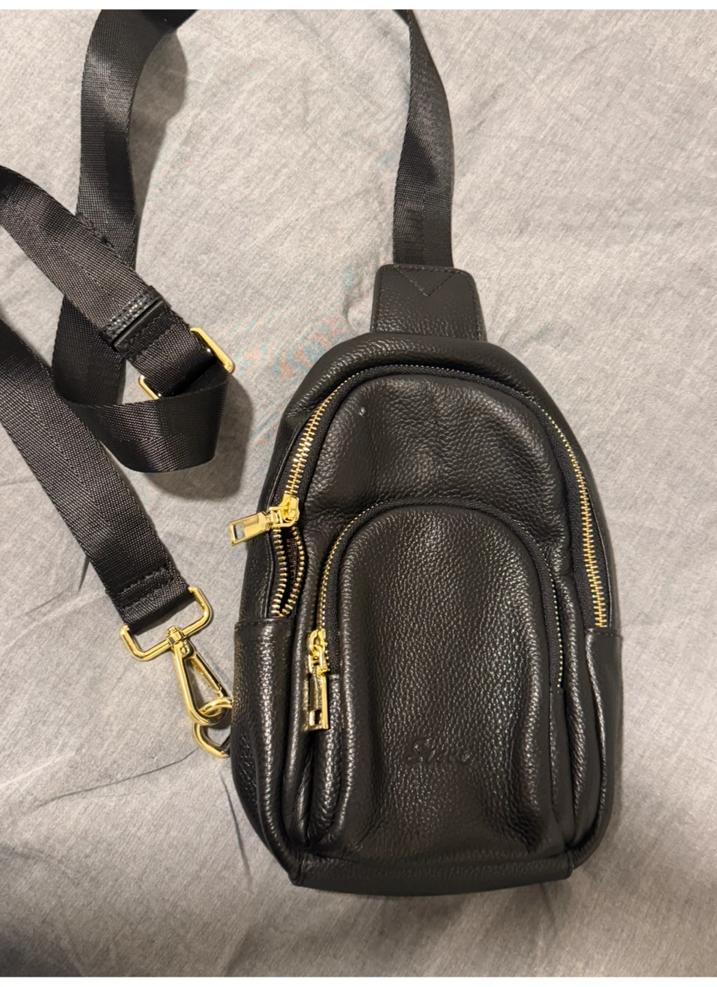Black Leather Sling Bag