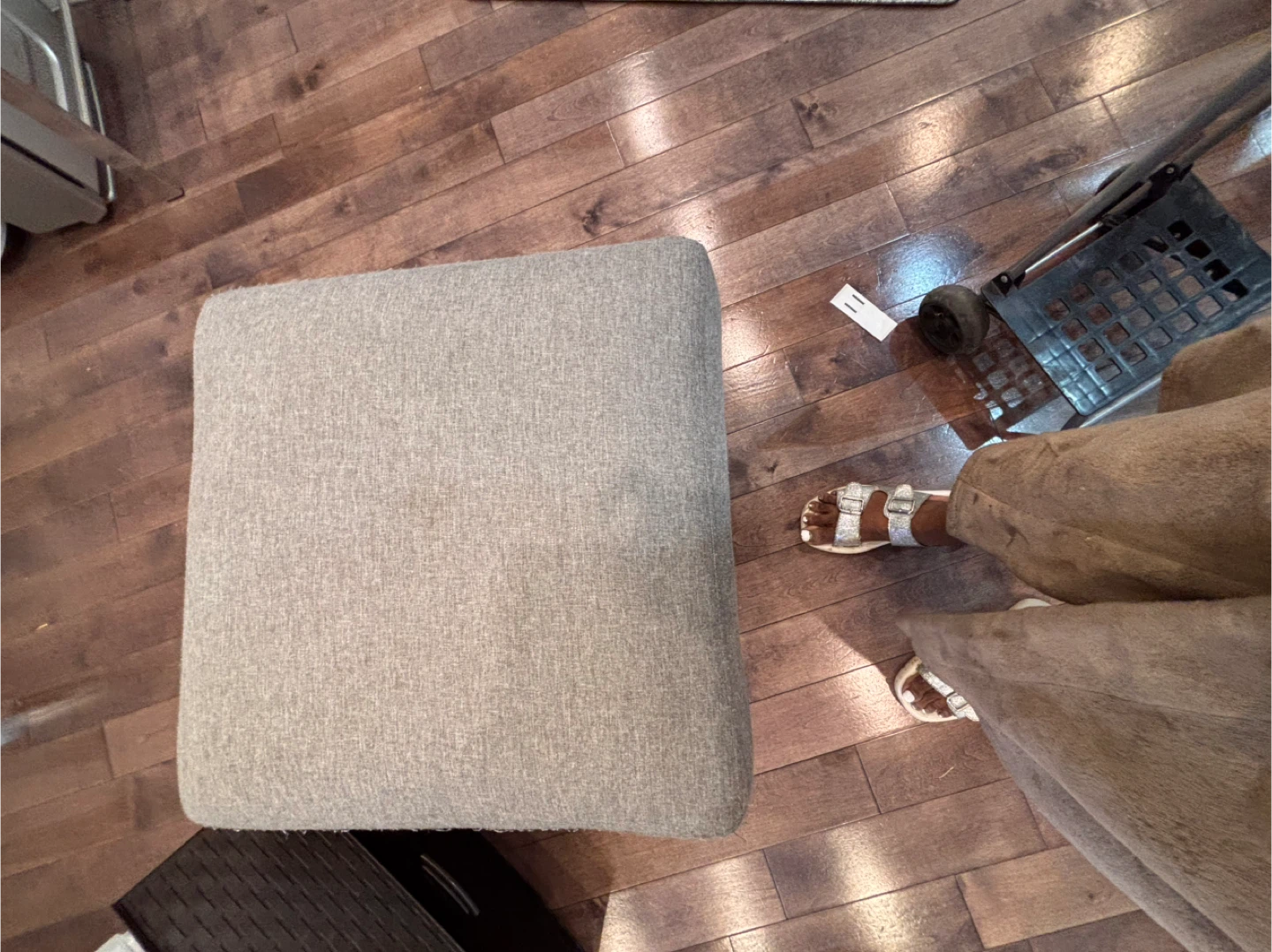 Light Grey Fabric Storage Ottoman - photo 4