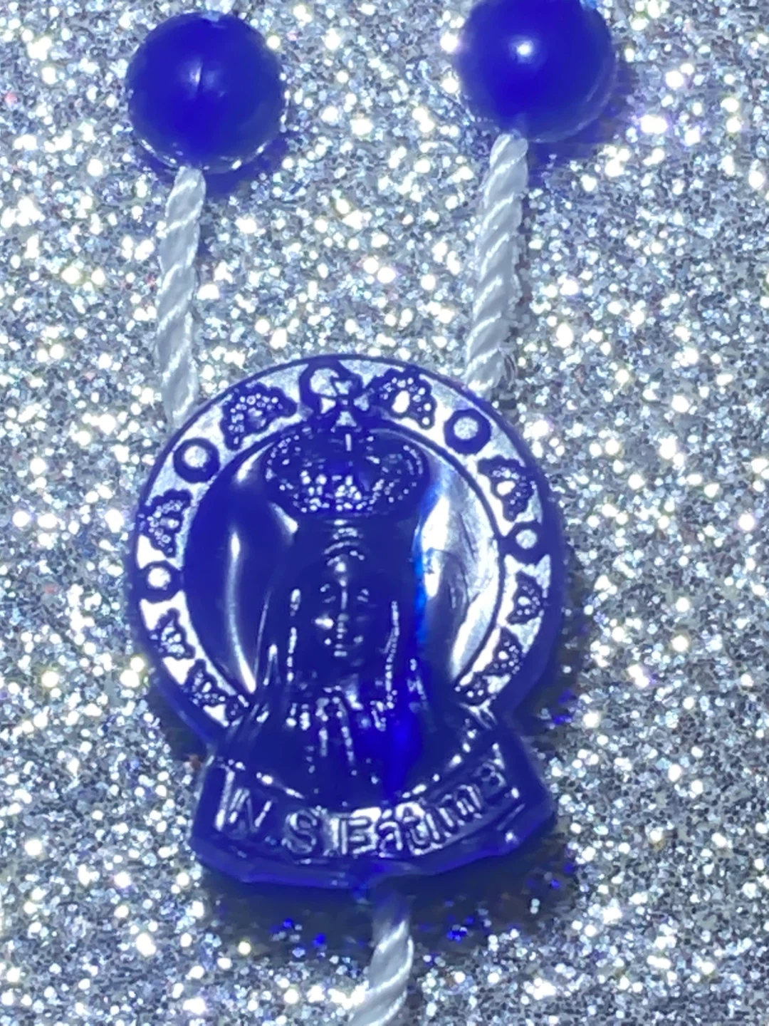Navy Blue Rosary Beads with Miraculous Virgen MaryCenterpiece - photo 3