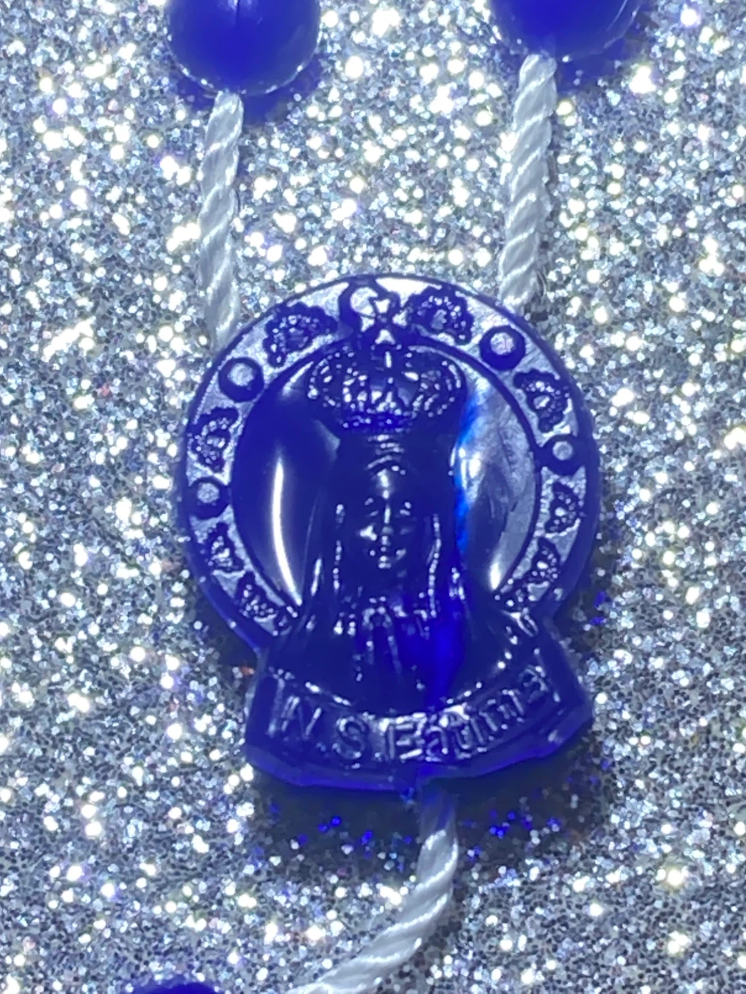 Navy Blue Rosary Beads with Miraculous Virgen MaryCenterpiece - photo 4