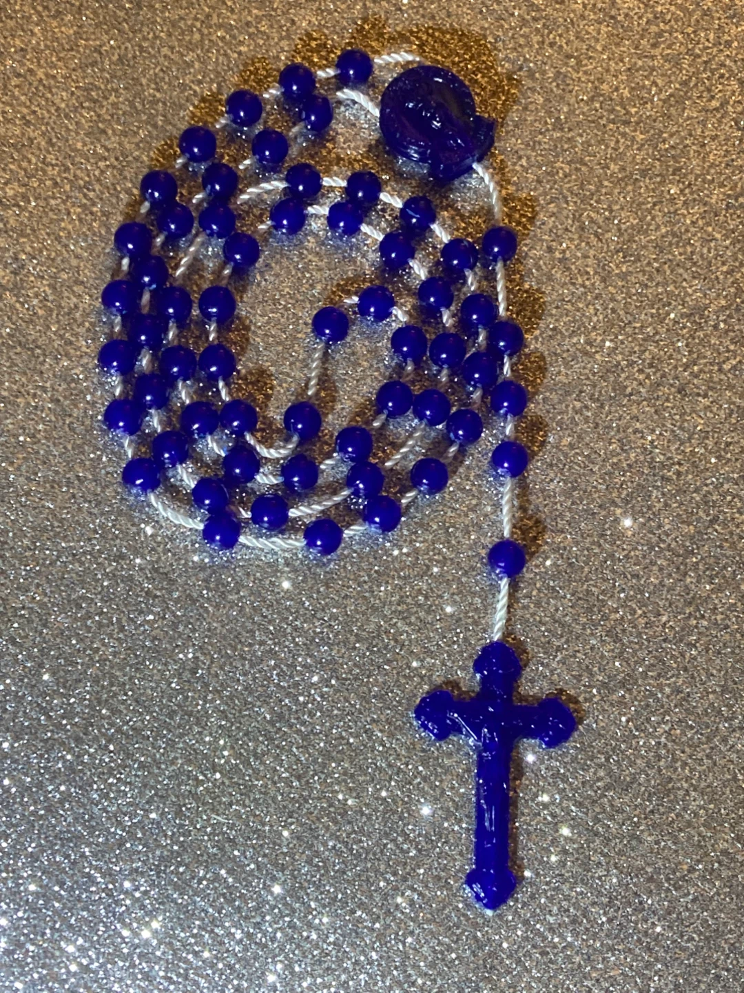 Navy Blue Rosary Beads with Miraculous Virgen MaryCenterpiece - photo 2